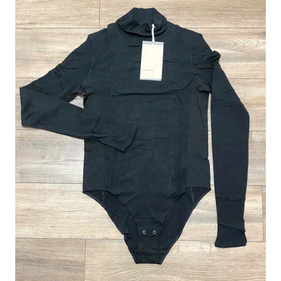 Icebreaker Merino Wool Queens Womens M Long Sleeve High Neck Bodysuit NWT Black - Picture 1 of 10